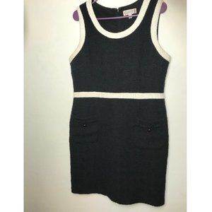 Nanette Lepore Retro Style Tweed Dress Front Pockets Black and White